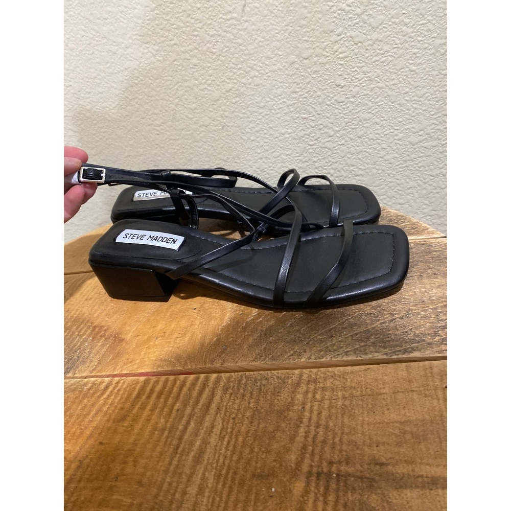 Steve Madden Halo Black Strappy Heels Sandals Size 7.5